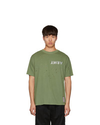 Мужская оливковая футболка с круглым вырезом с принтом от Satisfy