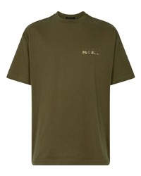 Мужская оливковая футболка с круглым вырезом с принтом от Stampd