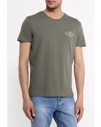 Мужская оливковая футболка с круглым вырезом с принтом от Tom Farr