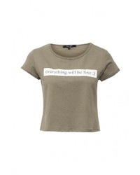 Женская оливковая футболка с круглым вырезом с принтом от Tom Farr