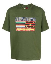 Мужская оливковая футболка с круглым вырезом с принтом от Tommy Jeans