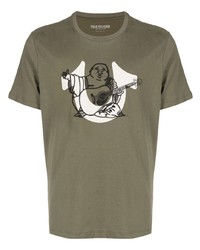 Мужская оливковая футболка с круглым вырезом с принтом от True Religion