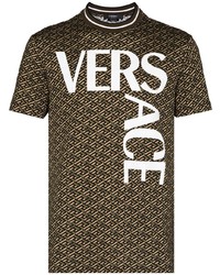 Мужская оливковая футболка с круглым вырезом с принтом от Versace