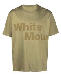 Мужская оливковая футболка с круглым вырезом с принтом от White Mountaineering