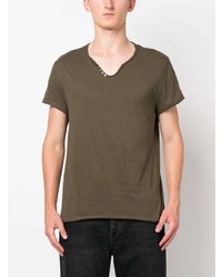 Мужская оливковая футболка с круглым вырезом с принтом от Zadig & Voltaire