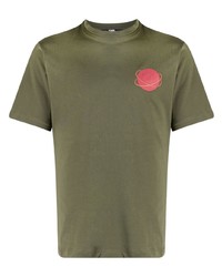 Мужская оливковая футболка с круглым вырезом с украшением от Karl Lagerfeld