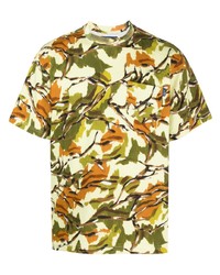 Мужская оливковая футболка с круглым вырезом с цветочным принтом от Awake NY