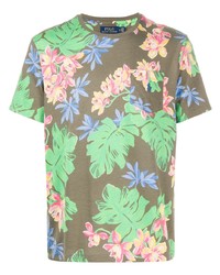 Мужская оливковая футболка с круглым вырезом с цветочным принтом от Polo Ralph Lauren