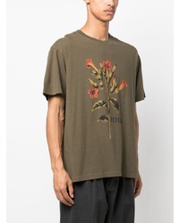 Мужская оливковая футболка с круглым вырезом с цветочным принтом от HONOR THE GIFT