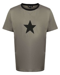 Мужская оливковая футболка с круглым вырезом со звездами от agnès b.
