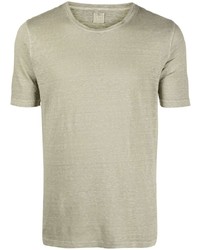 Мужская оливковая футболка с круглым вырезом от 120% Lino