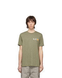 Мужская оливковая футболка с круглым вырезом от A.P.C.