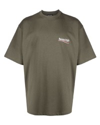 Мужская оливковая футболка с круглым вырезом от Balenciaga