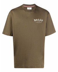 Мужская оливковая футболка с круглым вырезом от Bally