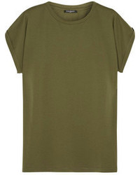 Женская оливковая футболка с круглым вырезом от Balmain