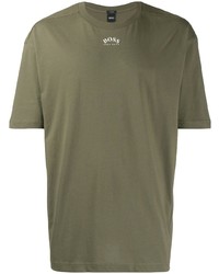 Мужская оливковая футболка с круглым вырезом от BOSS HUGO BOSS