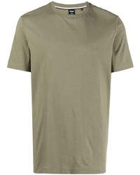 Мужская оливковая футболка с круглым вырезом от BOSS