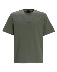 Мужская оливковая футболка с круглым вырезом от BOSS
