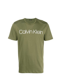 Мужская оливковая футболка с круглым вырезом от Calvin Klein Jeans Est. 1978