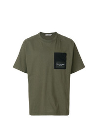 Мужская оливковая футболка с круглым вырезом от Calvin Klein Jeans