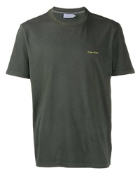Мужская оливковая футболка с круглым вырезом от Calvin Klein