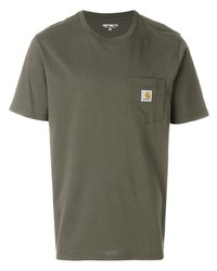 Мужская оливковая футболка с круглым вырезом от Carhartt