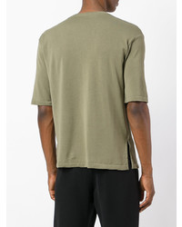 Мужская оливковая футболка с круглым вырезом от Laneus