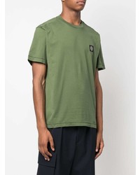 Мужская оливковая футболка с круглым вырезом от Stone Island