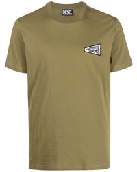 Мужская оливковая футболка с круглым вырезом от Diesel