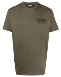 Мужская оливковая футболка с круглым вырезом от DSQUARED2