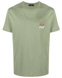 Мужская оливковая футболка с круглым вырезом от Fay