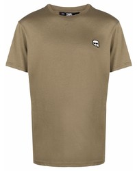 Мужская оливковая футболка с круглым вырезом от Karl Lagerfeld
