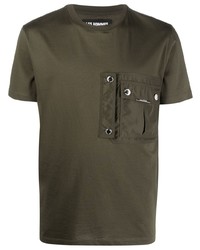 Мужская оливковая футболка с круглым вырезом от Les Hommes