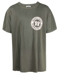 Мужская оливковая футболка с круглым вырезом от Magliano