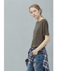 Женская оливковая футболка с круглым вырезом от Mango