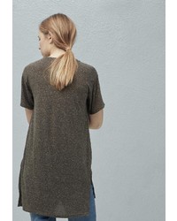 Женская оливковая футболка с круглым вырезом от Mango