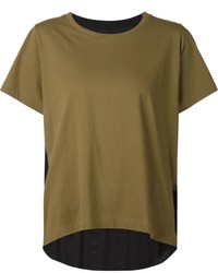 Женская оливковая футболка с круглым вырезом от MM6 MAISON MARGIELA