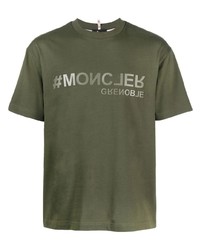 Мужская оливковая футболка с круглым вырезом от MONCLER GRENOBLE