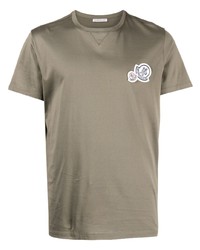 Мужская оливковая футболка с круглым вырезом от Moncler