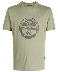 Мужская оливковая футболка с круглым вырезом от Napapijri