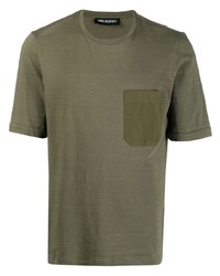 Мужская оливковая футболка с круглым вырезом от Neil Barrett