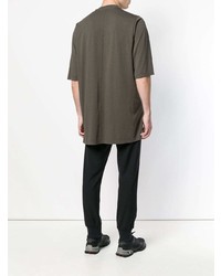 Мужская оливковая футболка с круглым вырезом от Rick Owens DRKSHDW