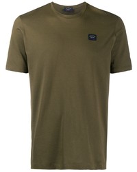 Мужская оливковая футболка с круглым вырезом от Paul & Shark