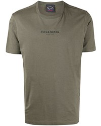 Мужская оливковая футболка с круглым вырезом от Paul & Shark
