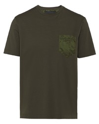 Мужская оливковая футболка с круглым вырезом от Prada