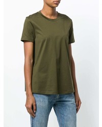 Женская оливковая футболка с круглым вырезом от Moncler