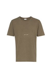Мужская оливковая футболка с круглым вырезом от Saint Laurent