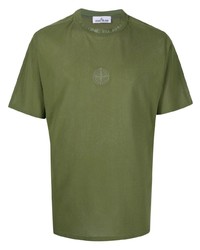 Мужская оливковая футболка с круглым вырезом от Stone Island