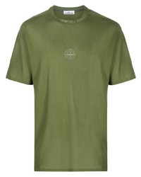 Мужская оливковая футболка с круглым вырезом от Stone Island