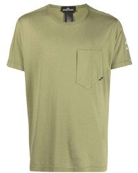 Мужская оливковая футболка с круглым вырезом от Stone Island Shadow Project